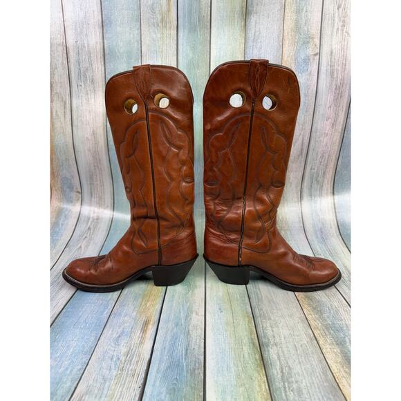 Sanders Boot Makers Vintage Brown Western Cowboy Boots Size 8.5 Brown 90's Tall - Picture 2 of 11